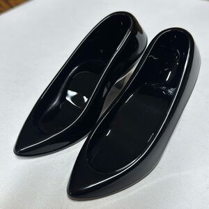 Oneida Black Glass Crystal Slippers Shoes Set of 2